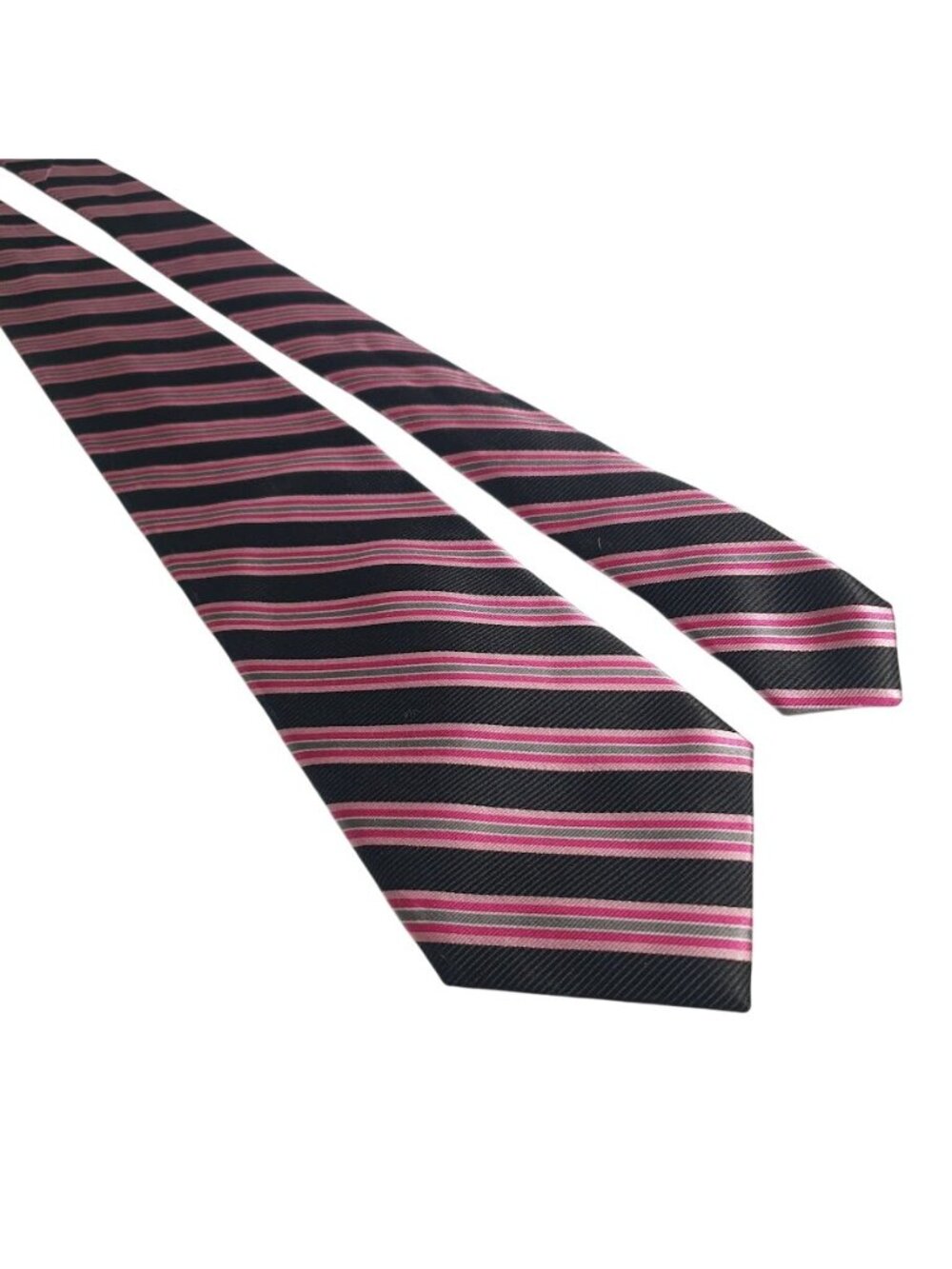 Chaps Black Pink Striped Tie Mens Classic Formal Accessory Silk Office Made USA